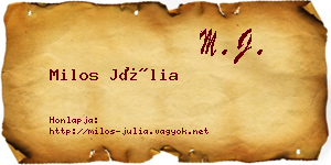 Milos Júlia névjegykártya
